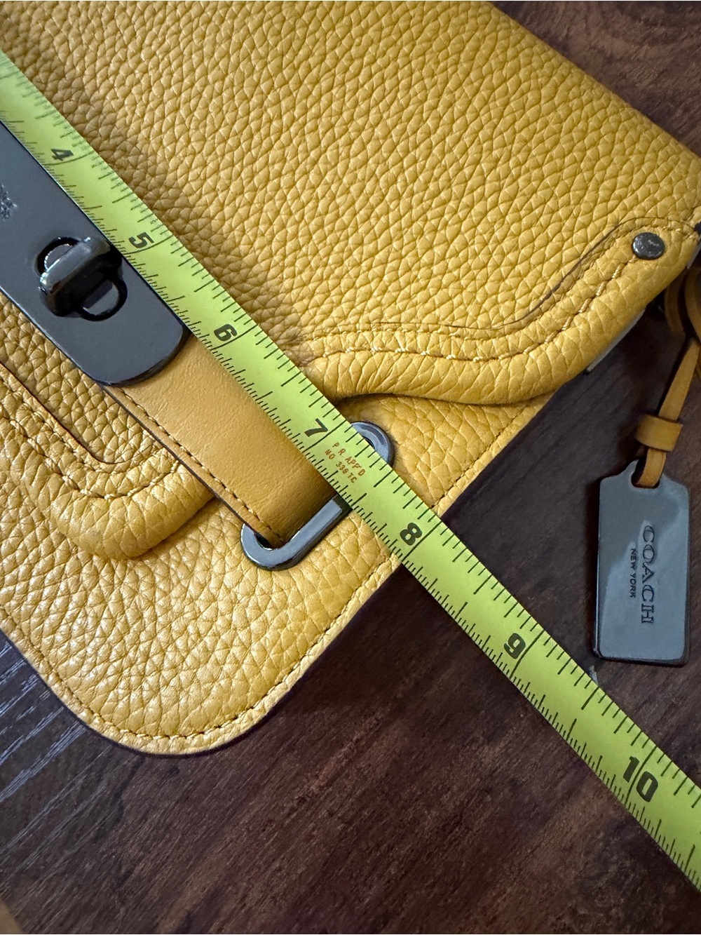 Coach Yellow Pebbled Leather Turnlock Crossbody - Picture 5 of 6
